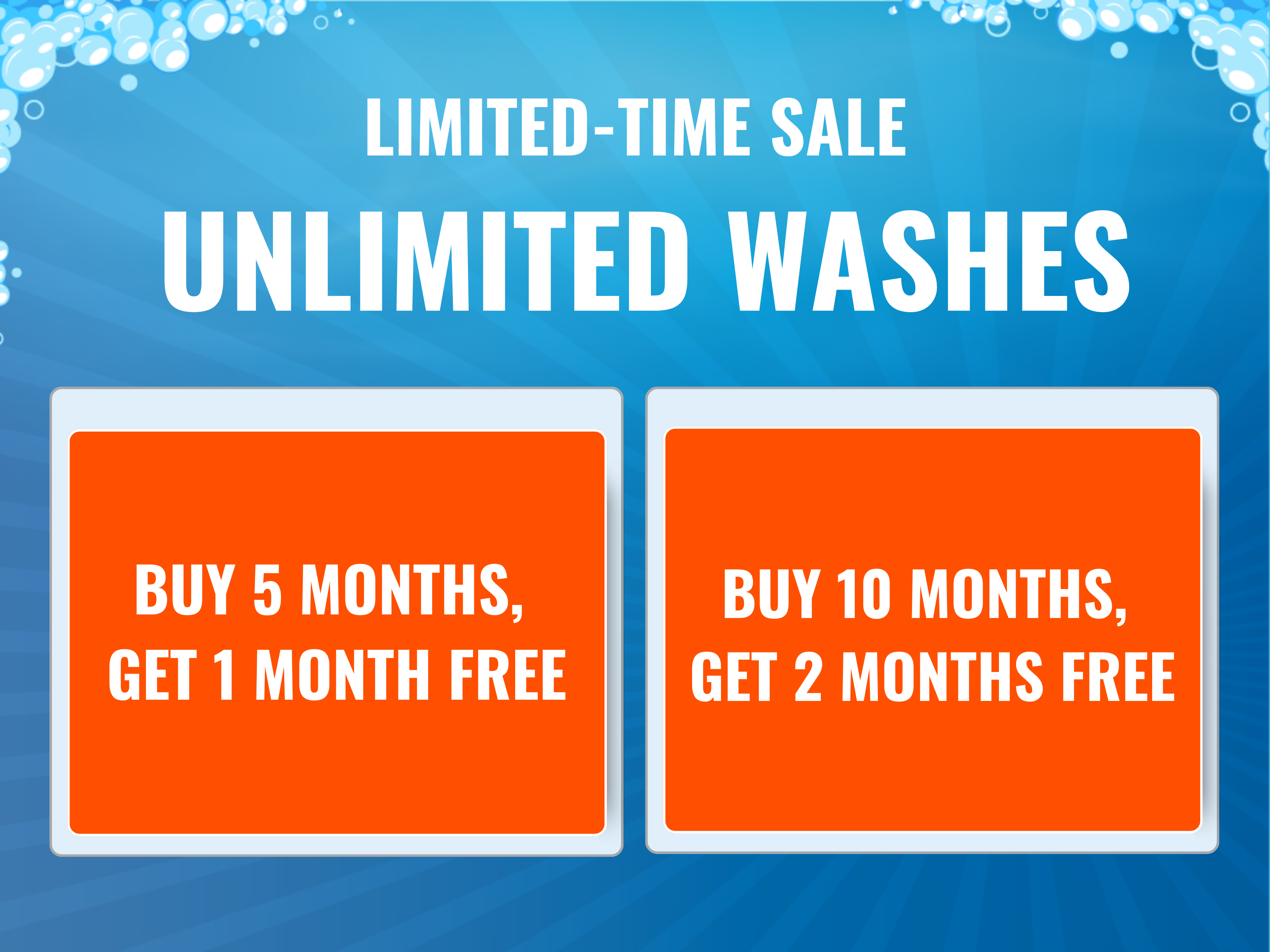 6 & 12 month unlimited wash plan sale